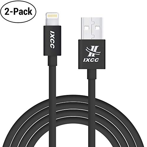 Product Cover [2Pack] Lightning Cable 6ft, iXCC iPhone Charger, for iPhone 7 6s 6 Plus, SE 5s 5c 5, iPad Air 2 Pro, iPad Mini 2 3 4, iPad 4th Gen [Apple MFi Certified](Black)