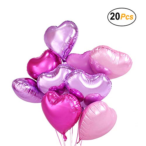 Product Cover Simple polymer 18 inch Pink Heart Balloons Foil Balloons Mylar Balloons for Party Decoration, Pack of 20