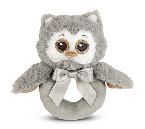 Product Cover Bearington Baby Lil' Owlie Plush Stuffed Animal Gray Owl Soft Ring Rattle, 5.5