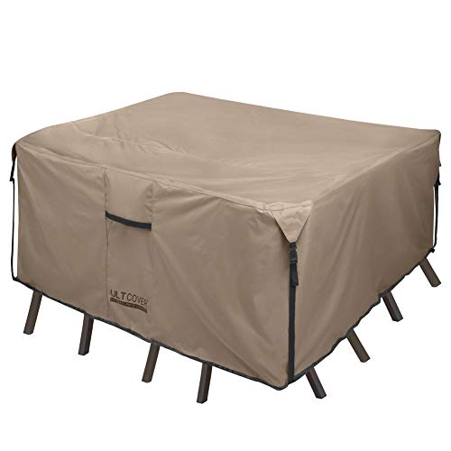 Product Cover ULTCOVER Square Patio Heavy Duty Table Cover - 600D Tough Canvas Waterproof Outdoor Dining Table Chair Set Cover 94 inch