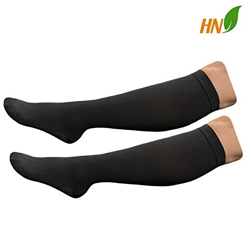 Product Cover HealthyNees Closed Toe Extra Big Wide Calf Shin Plus Size 20-30 mmHg Compression Grade Leg Length Swelling Circulation Women Men Socks (Black, Extra Wide Calf 5XL)