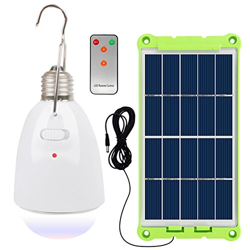 Product Cover NING ZE XIN Solar Light Bulb with Solar Panel Multi-Functional Waterproof Rechargeable Remote Control Dimmable Hanging Lamp Tent Light Protable Lighting for Home, Camping, Power Outage, Emergency