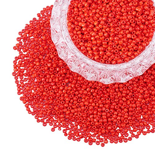 Product Cover PH PandaHall 6/0 Glass Seed Beads Round Pony Bead Diameter 4mm About 4500Pcs for Jewelry DIY Craft Red Opaque Colours