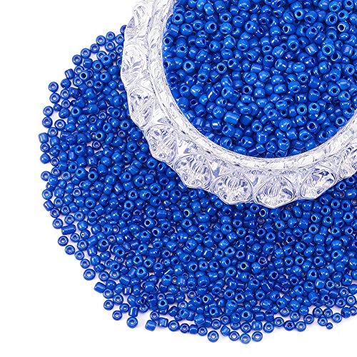 Product Cover PH PandaHall 6/0 Glass Seed Beads Round Pony Bead Diameter 4mm About 4500Pcs for Jewelry DIY Craft Blue Opaque Colours
