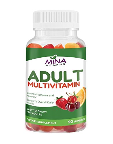 Product Cover Halal Gummy Adult Multivitamins by Mina Vitamins - 11 Essential Vitamins and Minerals with Antioxidants - Vegetarian, Non-GMO, Gluten Free (90 Count)