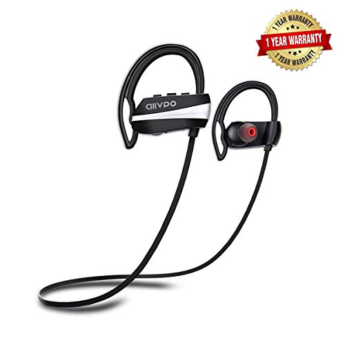 Product Cover Bluetooth Headphones IPX7 Waterproof with Mic,12 Hrs Play Time Wireless Sports in-Ear Best Earphones HD Stereo Sweatproof Earbuds Headsets for Gym Running Workout Outdoor Noise Cancelling