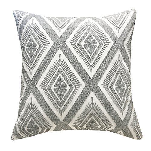 Product Cover SLOW COW Cotton Embroidery Throw Pillow Cover Decorative Cushion Cover 18x18 Inch Gray