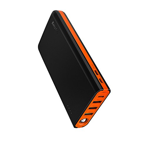 Product Cover EasyAcc 20000mAh USB C Portable Charger, 18W Quick Charge Power Bank (5A Input, 6A Output) Fast Recharge External Battery Pack, Black Orange