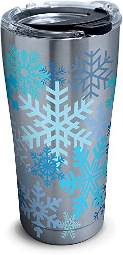 Product Cover Tervis 1278225 Snowflakes Stainless Steel Tumbler with Clear and Black Hammer Lid 20oz, Silver