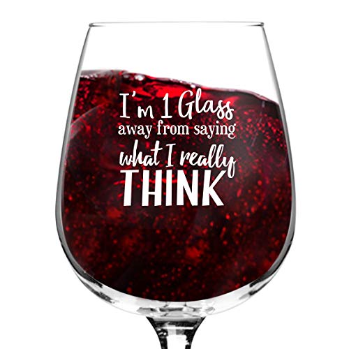 Product Cover What I Really Think Funny Wine Glass for Women- Premium Birthday Gift for Her, Mom, Best Friend- Unique Present Idea