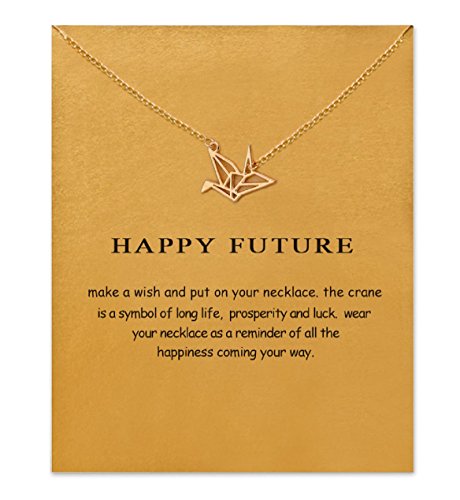 Product Cover Clavicle Necklace with Card, Small Dainty Pendant,Greeting Card with Best Wish, Delicate and Classy Party Jewelry Favors, Alloy