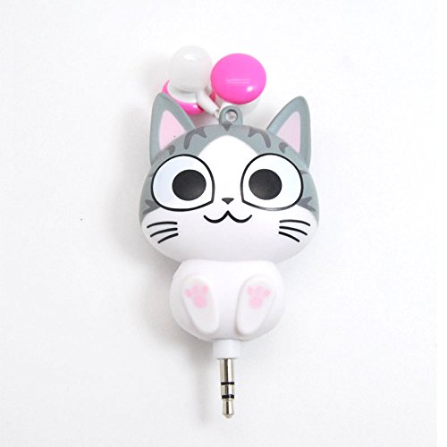 Product Cover Cute Cartoon Retractable cat 3.5mm in-Ear Earphone Headphones Earbuds for for Mobile Phone