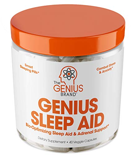 Product Cover Genius Sleep AID - Smart Sleeping Pills & Adrenal Fatigue Supplement, Natural Stress, Anxiety & Insomnia Relief - Relaxation Enhancer and Mood Support w/Inositol, L-Theanine & Glycine - 40 Capsules