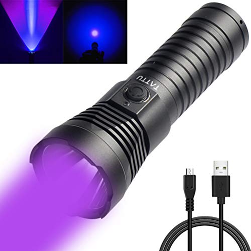 Product Cover Tattu U3 UV Flashlight 395nm Black Light Torch Rechargeable Blacklight 10W Ultraviolet LED Lamp with Micro USB Charging Cable