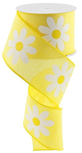 Product Cover Daisy Flower Canvas Wired Edge Ribbon, 2.5
