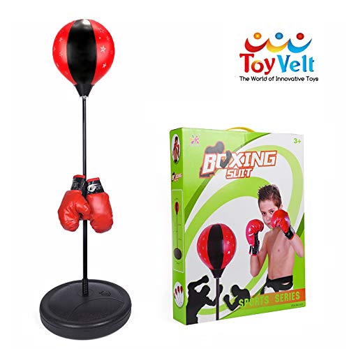 Product Cover ToyVelt Punching Bag For Kids Boxing Set Includes Kids Boxing Gloves And punching bag, Standing Base With Adjustable Stand + Hand Pump - Top Gifting Idea For Boys and Girls Ages 3 - 14 Years Old