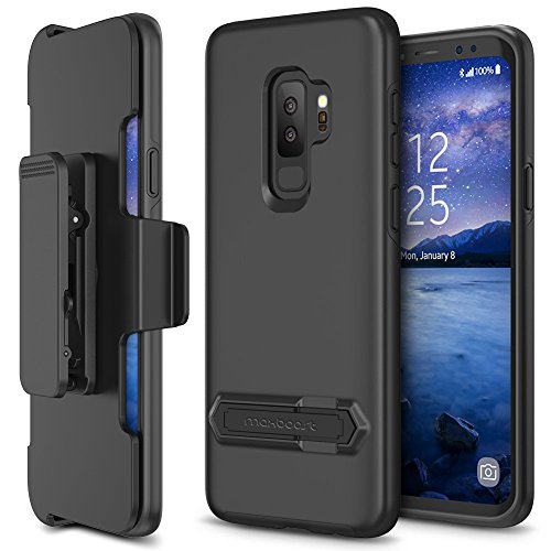 Product Cover Maxboost Galaxy S9 Plus Holster Case DuraSlim Series with Reinforced Kickstand and Rotating Belt Clip [Heavy Duty] [Black] Dual Layer Shock-Absorbing Protection Case for Samsung Galaxy s9 Plus (2018)