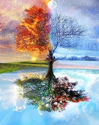 Product Cover Srood Diy Paint By Numbers For Adults Oil Painting Kit Kids Beginner - Four Season Tree Of Life 16X20