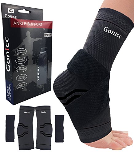 Product Cover gonicc Professional Foot Sleeve Pair(2 Pcs) with Compression Wrap Support(X Large, Black), Breathable, Stabiling Ligaments, Prevent Re-Injury, Boots Circulation, Soothe Achy Feet, Ankle Brace
