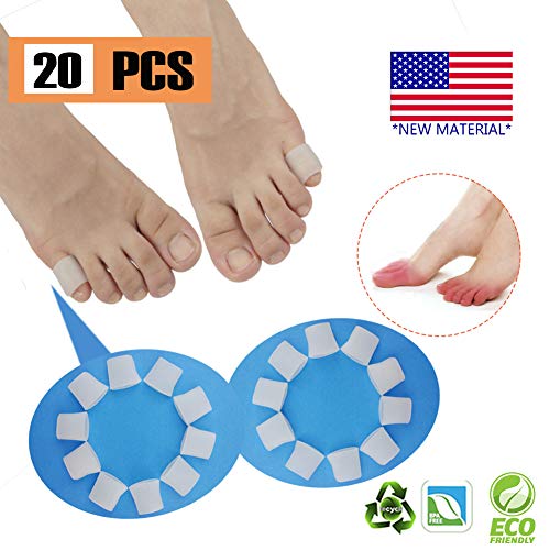 Product Cover Gel Toe Protectors, Open Toe Sleeves Toe Tubes Toe caps (20 PCS),New Material, Great for Bunion Blisters, Corns, Hammer Toes, Toenails Loss, Friction Pain Relief and More. (for Pinky Toes)