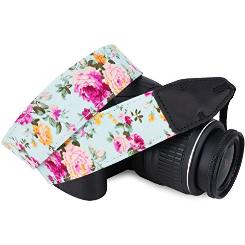Product Cover Wolven Pattern Cotton Camera Neck Shoulder Strap Belt Compatible for DSLR/SLR/Men/Women etc, Blue Rose