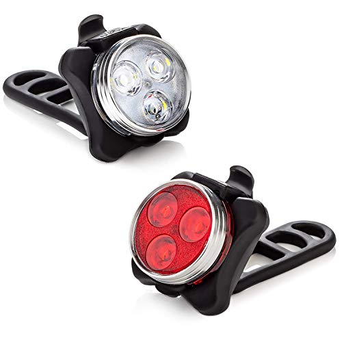 Product Cover Vont Bike Light Set, USB Rechargeable Super Bright Bicycle Light, Bike Lights Front and Back, Bike Headlight, 2X Longer Battery Life, Waterproof, 4 Modes (2 Cables, 4 Straps) (BlackRed)