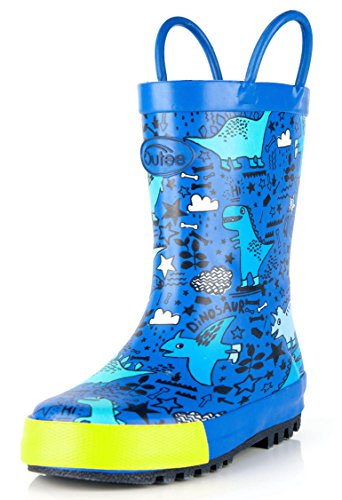 Product Cover Outee Toddler Kids Rain Boots Rubber Cute Printed with Easy-On Handles