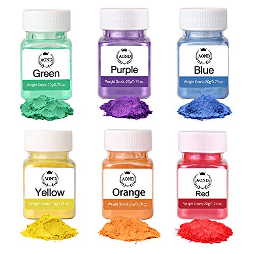 Product Cover Wtrcsv Colored Mica Powder for Soap Making(Total 120g/4.2oz) Bath Bomb Dye Coloring Powdered Pigments Set for Makeup, Bath Bomb, Epoxy Resin(6 Colors)