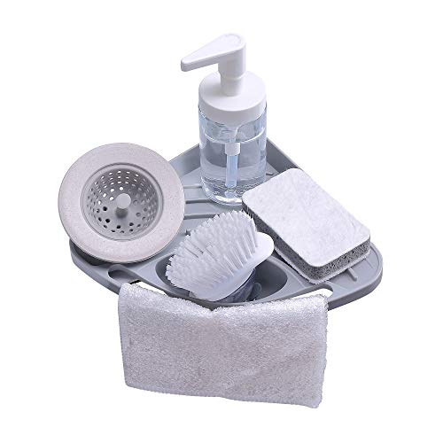 Product Cover Kitchen sink caddy sponge holder scratcher holder cleaning brush holder sink organizer(Grey)