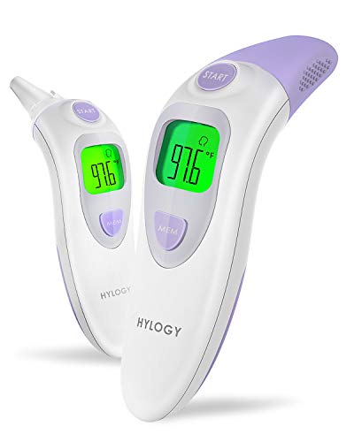 Product Cover HYLOGY Baby Thermometer , Digital Ear and Forehead Thermometer, Fast and Accurate Fever Alarm LCD Backlight Mute Mode and 20 Memories