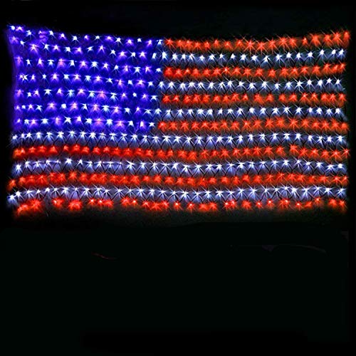 Product Cover American Flag Lights with 420 Super Bright LEDs,KAZOKU Waterproof Led Flag Net Light of The United States for Yard,Garden Decoration, Festival, Holiday, Party Decoration,Christmas Decorations