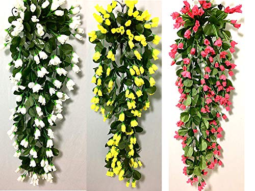 Product Cover SAMRIDDHI Artificial Hanging Orchid Rose Shaped Flowers (Yellow)