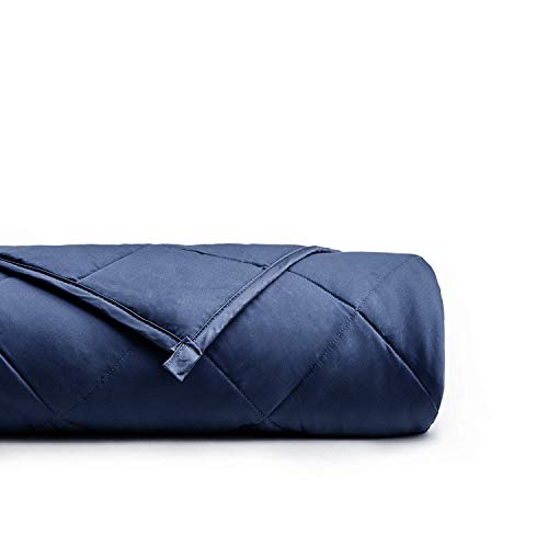 Product Cover YnM Weighted Blanket (20 lbs, 60''x80'', Queen Size) for People Weigh Around 190lbs | 2.0 Cozy Heavy Blanket | 100% Oeko-Tex Certified Cotton Material with Premium Glass Beads, Navy