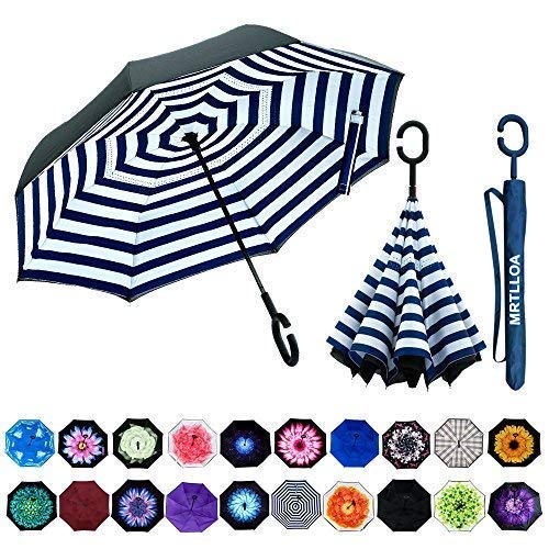 Product Cover MRTLLOA Double Layer Inverted Umbrella with C-Shaped Handle, Anti-UV Waterproof Windproof Straight Umbrella for Car Rain Outdoor Use