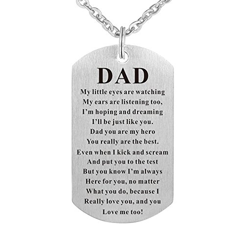 Product Cover Stainless Steel Father's Mother's Day Birthday Gift Jewelry for Father Mother Dad Mom Pendant Necklace Key Chain Dog Tag Keychain