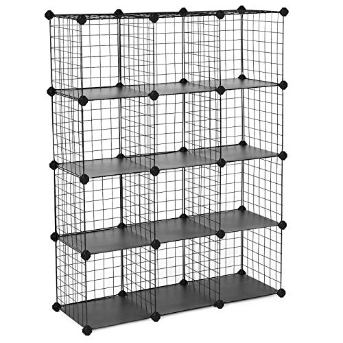 Product Cover SONGMICS Metal Wire Cube Storage,12-Cube Shelves Organizer,Stackable Storage Bins, Modular Bookcase, DIY Closet Cabinet Shelf, 36.6