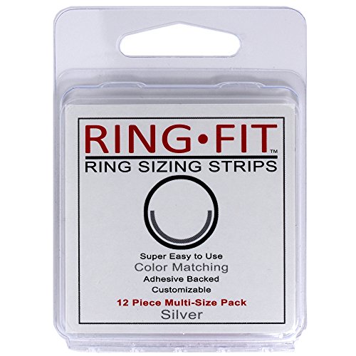 Product Cover Ring-Fit Ring Sizing Strips - Silver - 12 Ring Size Adjusters for Wide Rings