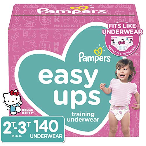 Product Cover Pampers Easy Ups Pull On Disposable Potty Training Underwear for Girls, Size 4 (2T-3T), 140 Count