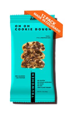 Product Cover TRUWOMEN Plant Fueled Protein Bars, Oh Oh Cookie Dough (12 Count) | Non-GMO, Vegan, Gluten Free, Kosher, Soy Free, Dairy Free, No Sugar Alcohols, Low Sodium, Natural Ingredients | 12g Protein