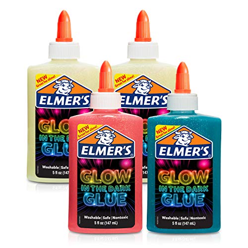 Product Cover Elmer's Glow-in-the-Dark Liquid Glue, Great For Making Slime, Washable, Assorted Colors, 5 Ounces Each, 4 Count