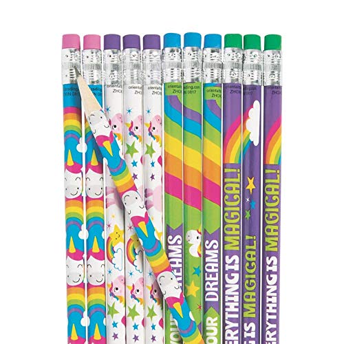 Product Cover Fun Express 24 Unicorn Pencils~School/Teacher/Classroom Supplies~Student Incentives~Favors
