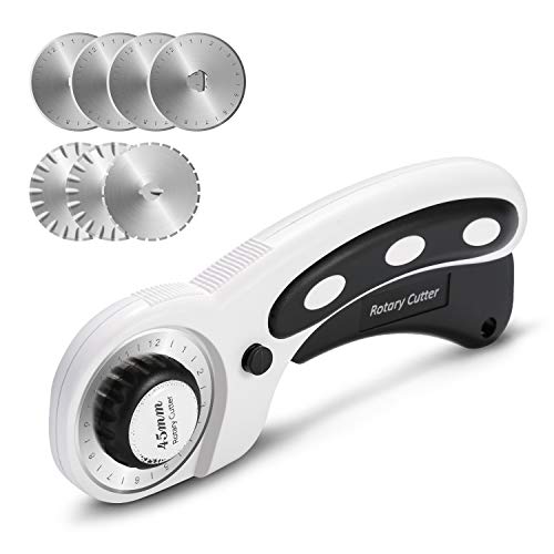 Product Cover 45mm Rotary Cutter Set, AGPtEK Rotary Cutter with 7 Replacement Rotary Blades, Rotary Blades & Safety Lock for Precise Cutting, Ideal for Sewing Fabric Leather Quilting & More