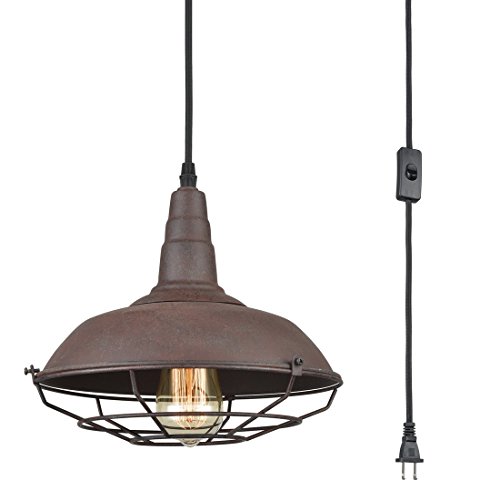 Product Cover AXILAND Farmhouse Industrial Lighting Fixture Plug in Pendant Metal Hanging Lights
