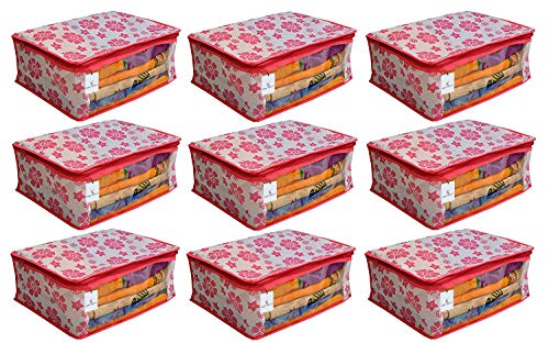 Product Cover Kuber Industries 9 Piece Non Woven Saree Cover Set, Pink