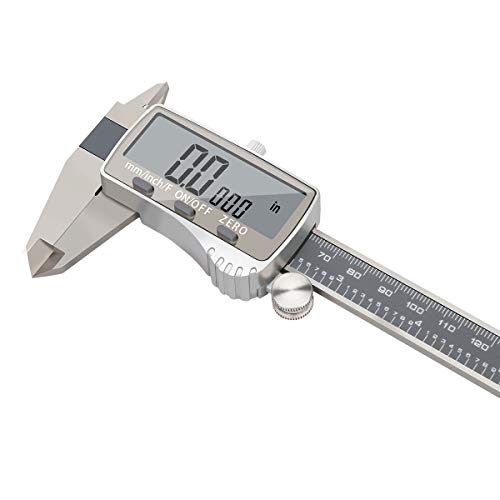 Product Cover Stainless Steel Digital Vernier Caliper, Electronic Ruler Measuring Tool 0-6 Inch/150 mm, Inch/Metric/Fractions Conversion with Extra Large LCD Screen