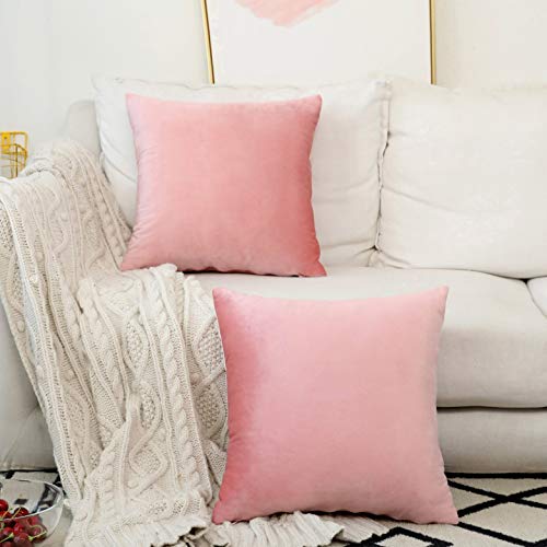 Product Cover Home Brilliant Spring Valentines Pillow Covers Decor Velvet Cushion Covers Set Throw Pillows Square Decorative Pillowcases for Wedding, 18 x 18 inches(45x45 cm), Blush Pink
