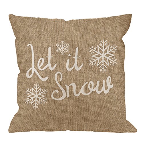 Product Cover HGOD DESIGNS Let It Snow Pillow Cover Snowflake Cotton Linen Cushion Cover Pillowcase for Men Women Home Decorative Sofa Armchair Bedroom Livingroom 18 x 18 inch