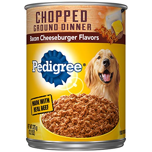 Product Cover Pedigree Chopped Ground Dinner Bacon Cheeseburger Flavors Adult Canned Wet Dog Food, (12) 13.2 Oz. Cans