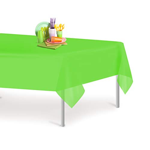 Product Cover Lime Green 6 Pack Premium Disposable Plastic Tablecloth 54 Inch. x 108 Inch. Rectangle Table Cover By Grandipity