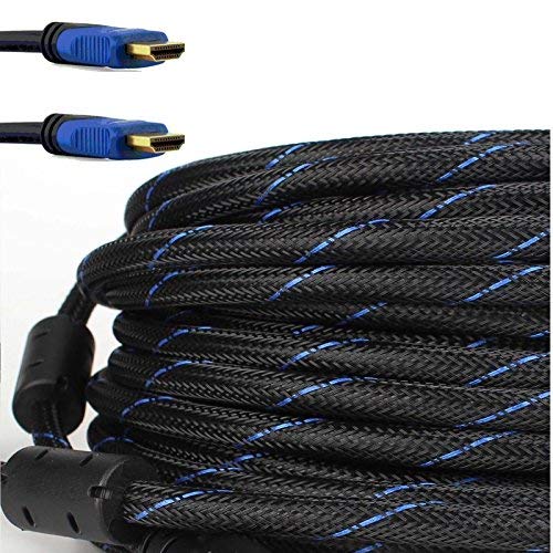 Product Cover CableVantage PREMIUM HDMI CABLE 50FT 15M V1.4 For 1080P 3D TV DVD PS4 XBOX One HDTV Monitor Blue Braided Nylon Cord, Gold Tip